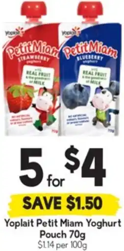 Drakes Yoplait Petit Miam Yoghurt Pouch offer