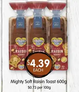 Spudshed Mighty soft raisin toast offer