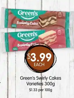 Spudshed Green's swirly cakes offer