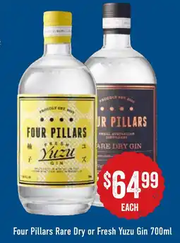 Spudshed Four pillars rare dry or fresh yuzu gin offer