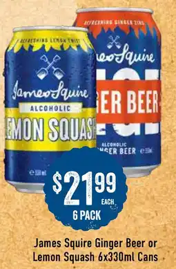 Spudshed James squire ginger beer or lemon squash offer