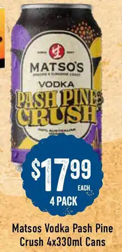 Spudshed Matsos Vodka Pash Pine Crush offer