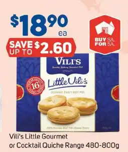 Foodland Vili's little gourmet or cocktail quiche range offer