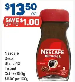 Foodland Nescafé decaf blend 43 instant coffee offer