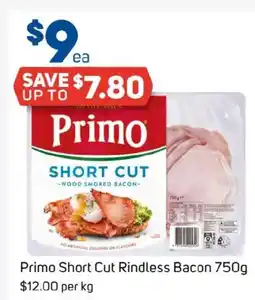Foodland Primo short cut rindless bacon offer