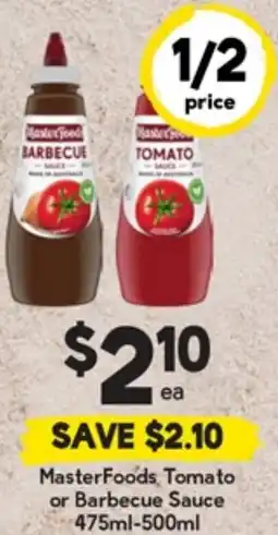 Drakes MasterFoods, Tomato or Barbecue Sauce offer