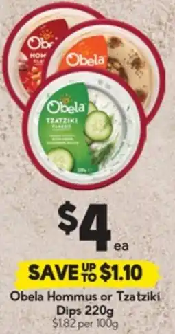 Drakes Obela Hommus or Tzatziki Dips offer
