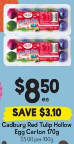 Drakes Cadbury Red Tulip Hollow Egg Carton offer