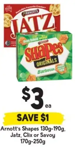 Drakes Arnott's Shapes Jatz, Clix or Savoy offer