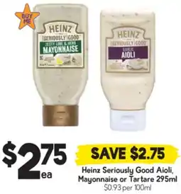 Drakes Heinz Seriously Good Aioli Mayonnaise Tartare offer
