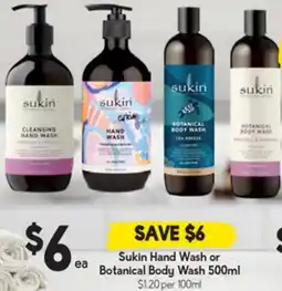 Drakes Sukin Hand Wash Botanical Body Wash offer