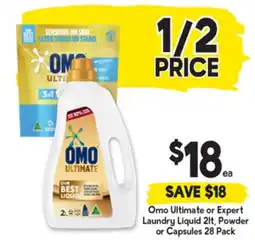 Drakes Omo ultimate or expert laundry liquid, powder or capsules offer