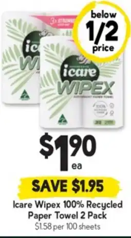 Drakes Icare wipex 100% recycled paper towel offer