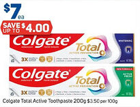 Foodland Colgate Total Active Toothpaste offer