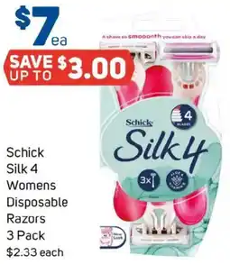 Foodland Schick Silk 4 Womens Disposable Razors offer