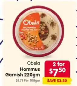 Spar Obela hommus garnish offer