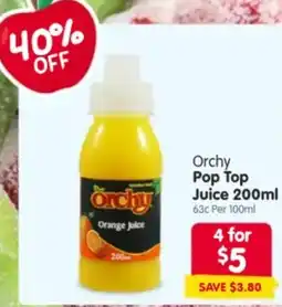 Spar Orchy pop top juice offer