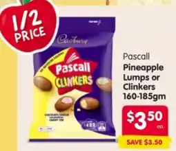 Spar Pascall pineapple lumps or clinkers SAVE $3.50 offer