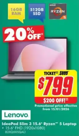 The Good Guys Ideapad slim 3 1 ryzen 5 laptop offer