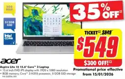 The Good Guys Aspire lite 15 core3 laptop offer