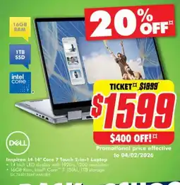 The Good Guys Inspiron 14 core 7 touch laptop offer