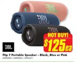 The Good Guys Flip 7 portable speaker - black, blue or pink offer