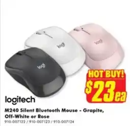 The Good Guys M240 silent bluetooth mouse - grapite, off-white or rose offer