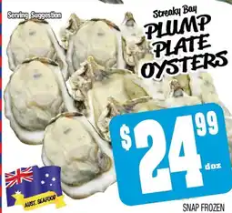 Farmer Jack's Plump plate oysters offer
