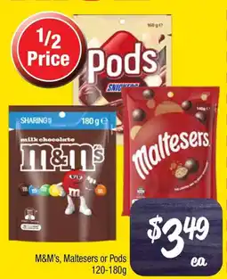 Farmer Jack's M&m's, maltesers or pods offer