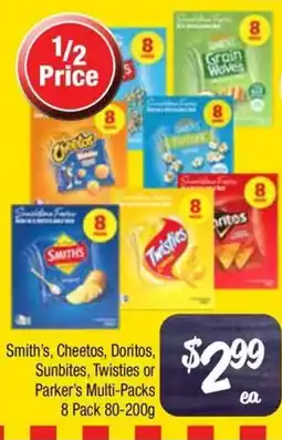 Farmer Jack's Smith's, cheetos, doritos, sunbites, twisties or parker's multi-packs offer