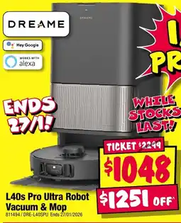 JB Hi-Fi L40s pro ultra robot vacuum & mop offer