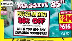 JB Hi-Fi 85" 4k qled smart tv offer