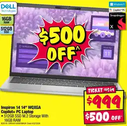 JB Hi-Fi Inspiron 14 wqxga copilot+ pc laptop offer