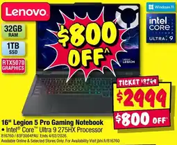 JB Hi-Fi Legion 5 Pro Gaming Notebook offer