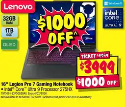 JB Hi-Fi legion pro 7 gaming notebook offer
