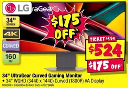JB Hi-Fi Ultragear curved gaming monitor offer