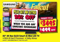 JB Hi-Fi 4K Neo QLED Smart Al Mini LED TV offer
