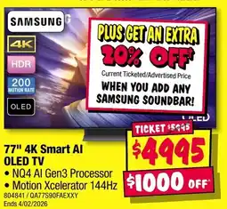 JB Hi-Fi 4K Smart Al OLED TV offer