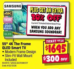 JB Hi-Fi SAMSUNG 4K The Frame QLED Smart TV offer