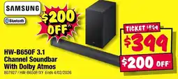 JB Hi-Fi SAMSUNG HW-B650F 3.1 Channel Soundbar With Dolby Atmos offer