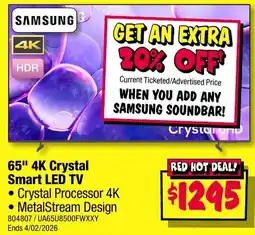 JB Hi-Fi SAMSUNG 4K Crystal Smart LED TV Crystal Processor 4K offer