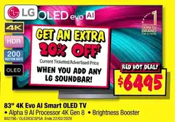 JB Hi-Fi LG 83" 4K Evo Al Smart OLED TV offer
