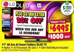 JB Hi-Fi LG 4K Evo Al Smart Gallery OLED TV offer