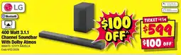JB Hi-Fi LG 400 Watt 3.1.1 Channel Soundbar With Dolby Atmos offer