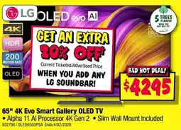 JB Hi-Fi LG 65" 4K Evo Smart Gallery OLED TV offer
