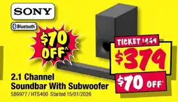 JB Hi-Fi SONY 2.1 Channel Soundbar With Subwoofer offer