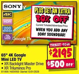 JB Hi-Fi SONY 4K Google Mini LED TV offer