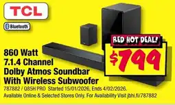 JB Hi-Fi TCL 860 Watt 7.1.4 Channel Dolby Atmos Soundbar With Wireless Subwoofer offer
