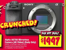 JB Hi-Fi SONY Alpha A6700 Mirrorless Camera (Body Only) offer