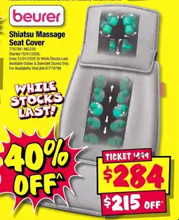 JB Hi-Fi beurer Shiatsu Massage Seat Cover offer